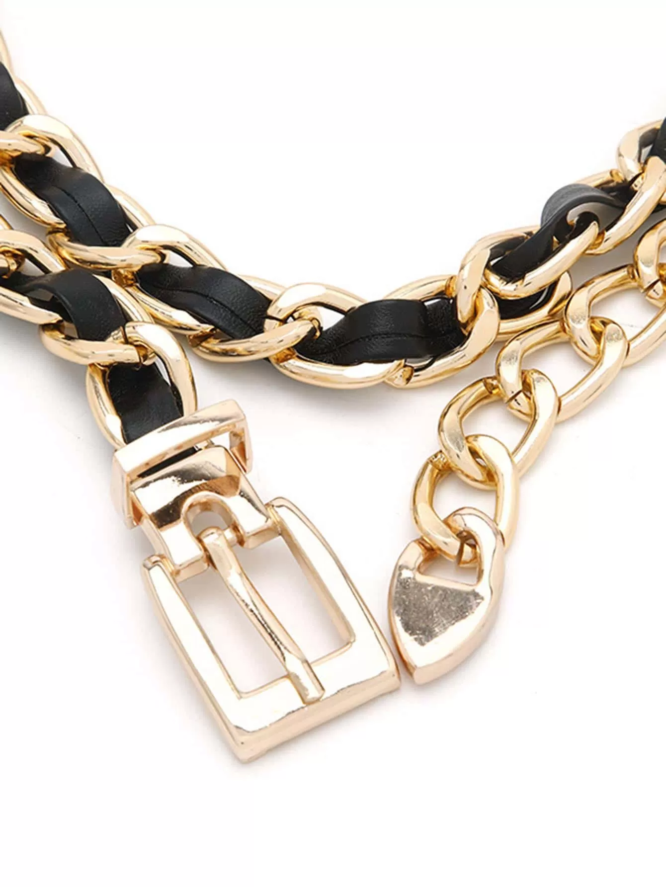 1pc Women Chain Decor Square Buckle Fashionable Belt For Daily Life