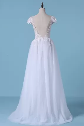 2024 Sexy Beach Wedding Dresses A-Line V-Neck PLQ142S5