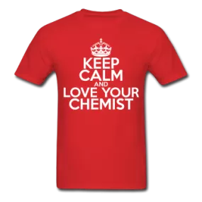 "Keep Calm and Love Your Chemist" (white) - Men's T-Shirt